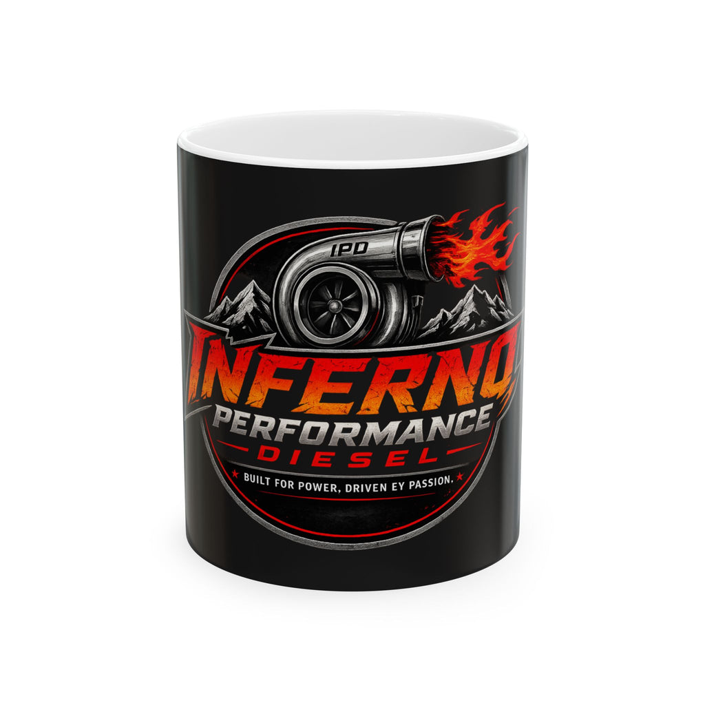 Inferno Performance Diesel Mug – Turbocharger Flame Logo Coffee Cup (11oz/15oz)